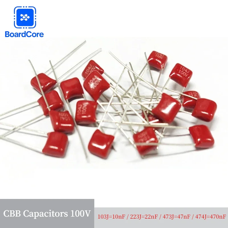 20PCS CBB Capacitors 100V Polypropylene Film Capacitors 10nF 22nF 47nF 470nF Used for DIY Power Supply