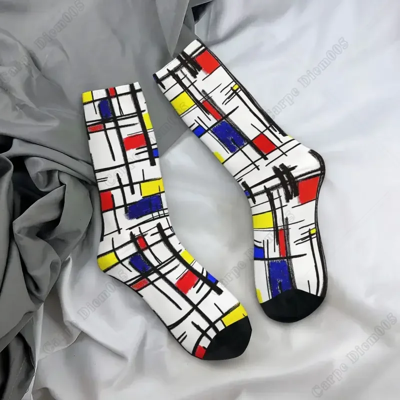 Nuevos hombres masculinos Casual Mondrian minimalista el estilo arte moderno calcetín gráfico calcetines de mujer Primavera Verano Otoño Invierno