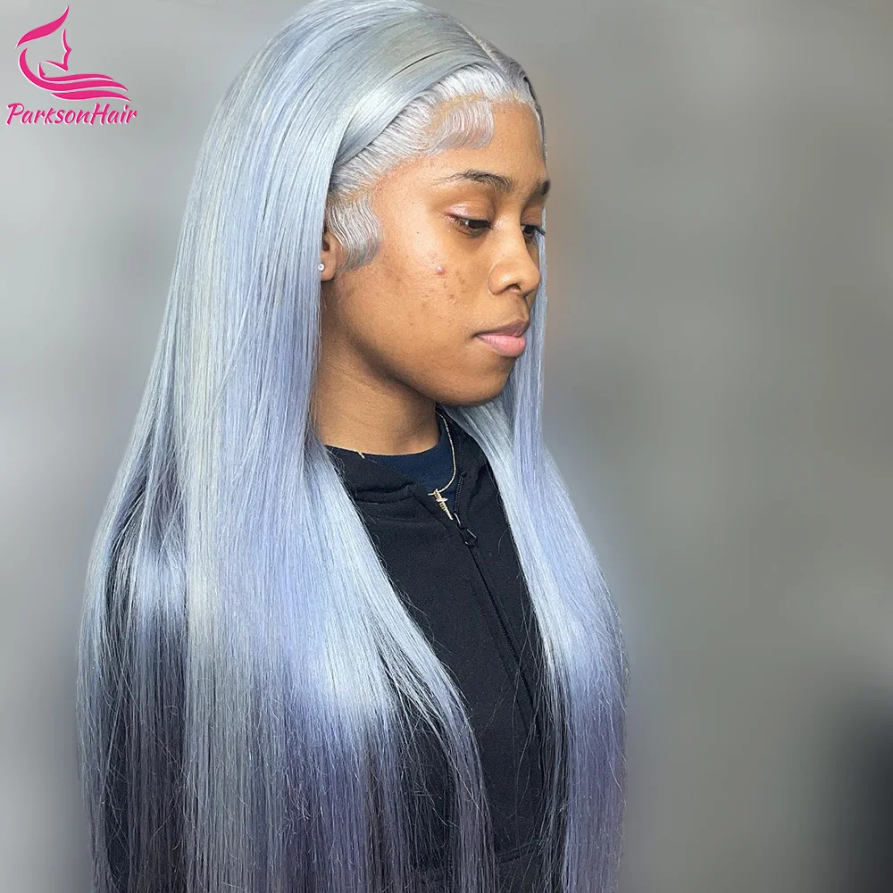 Silver Grey Bone Straight Lace Front Wigs 13x4 13x6 HD Lace Frontal Human Hair Wig Brazilian 613 Colored Hair For Black Women image 2