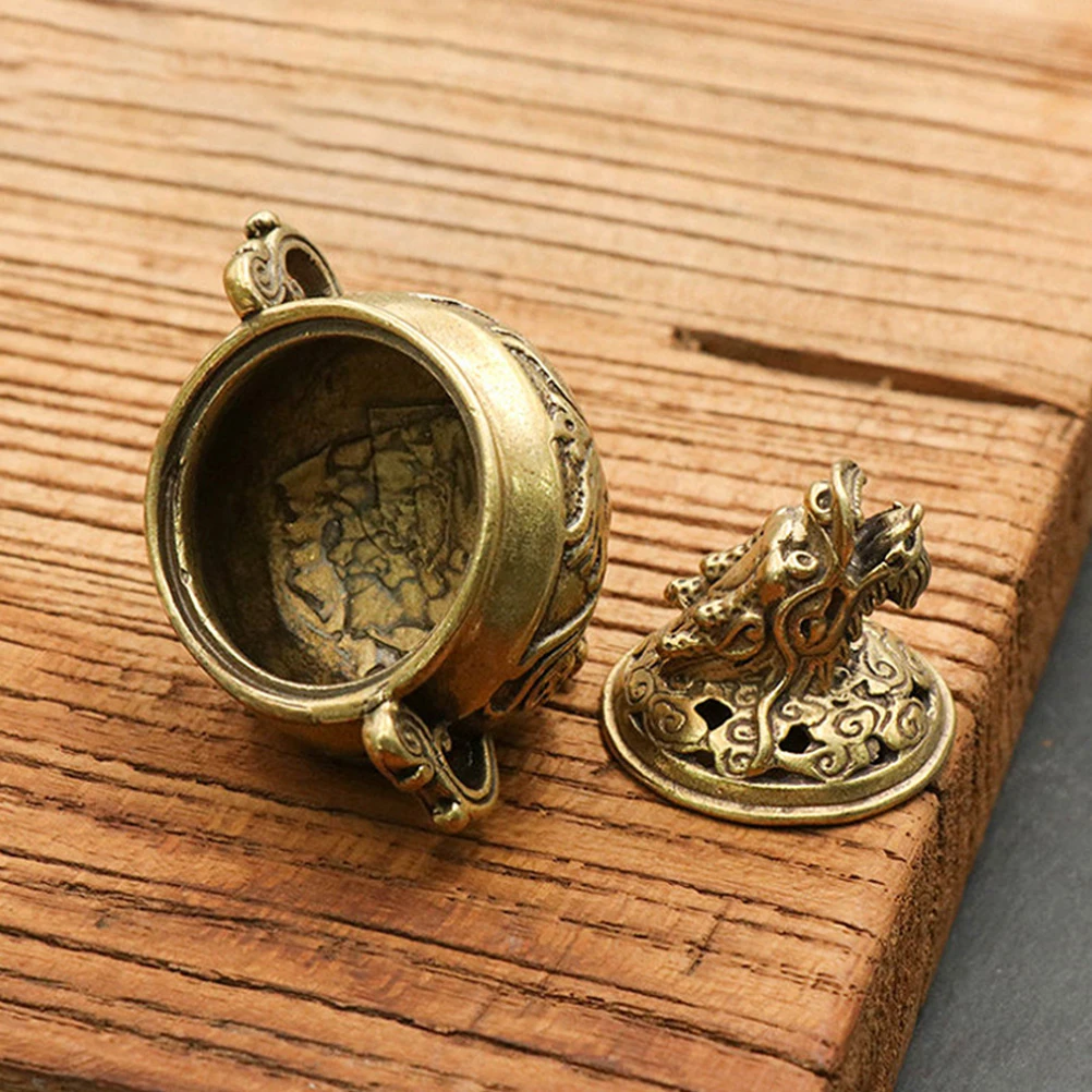 

2 Pcs Copper Incense Burner Small Censer Creative Furnace Desktop Decor Aroma Stove Home Supplies Elegant H