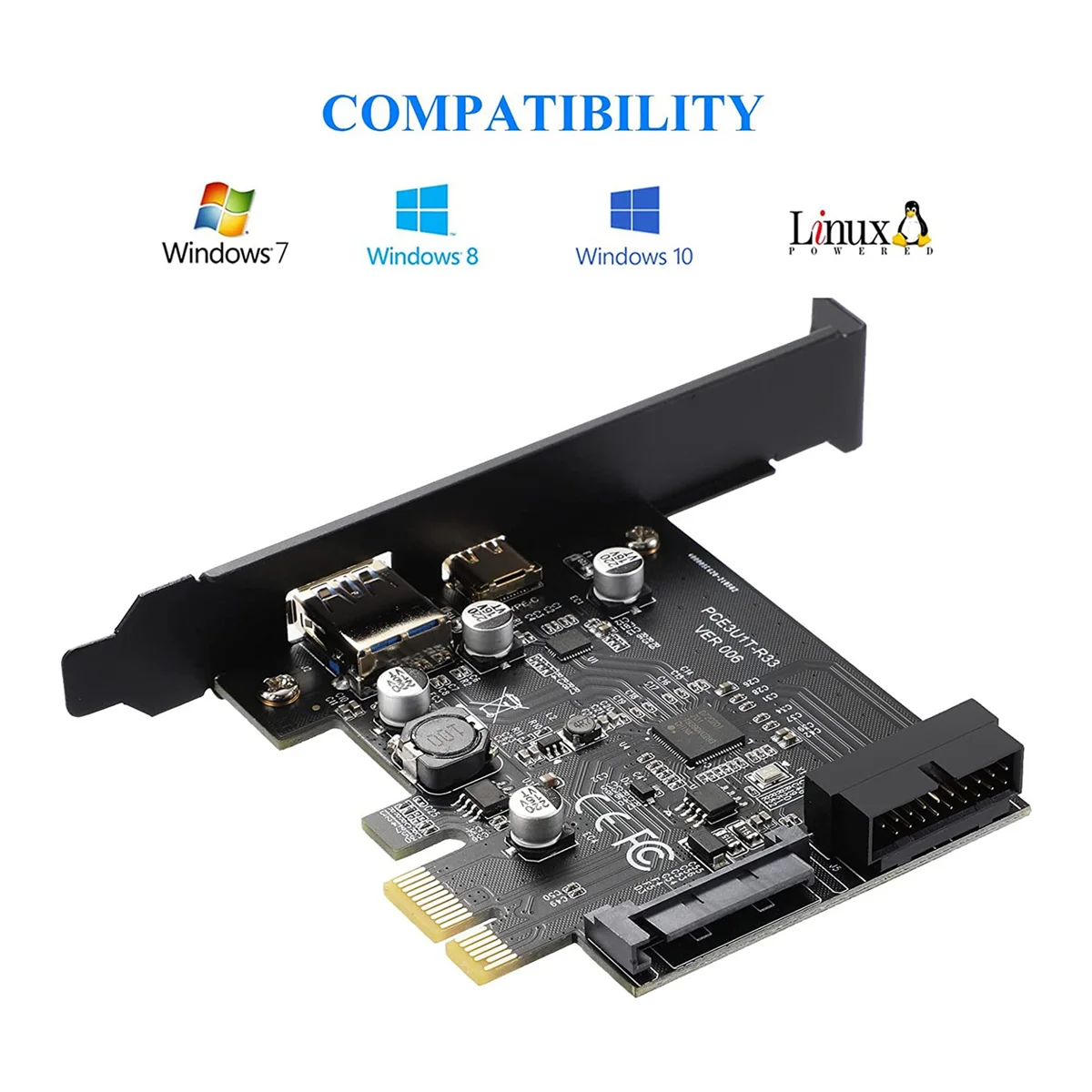 PCI-E 1x zu USB 3. 0 Gen1 USB 3,2 Typ C Front Adapter Karte 2 Ports (Typ C Typ A) Erweiterungs karte