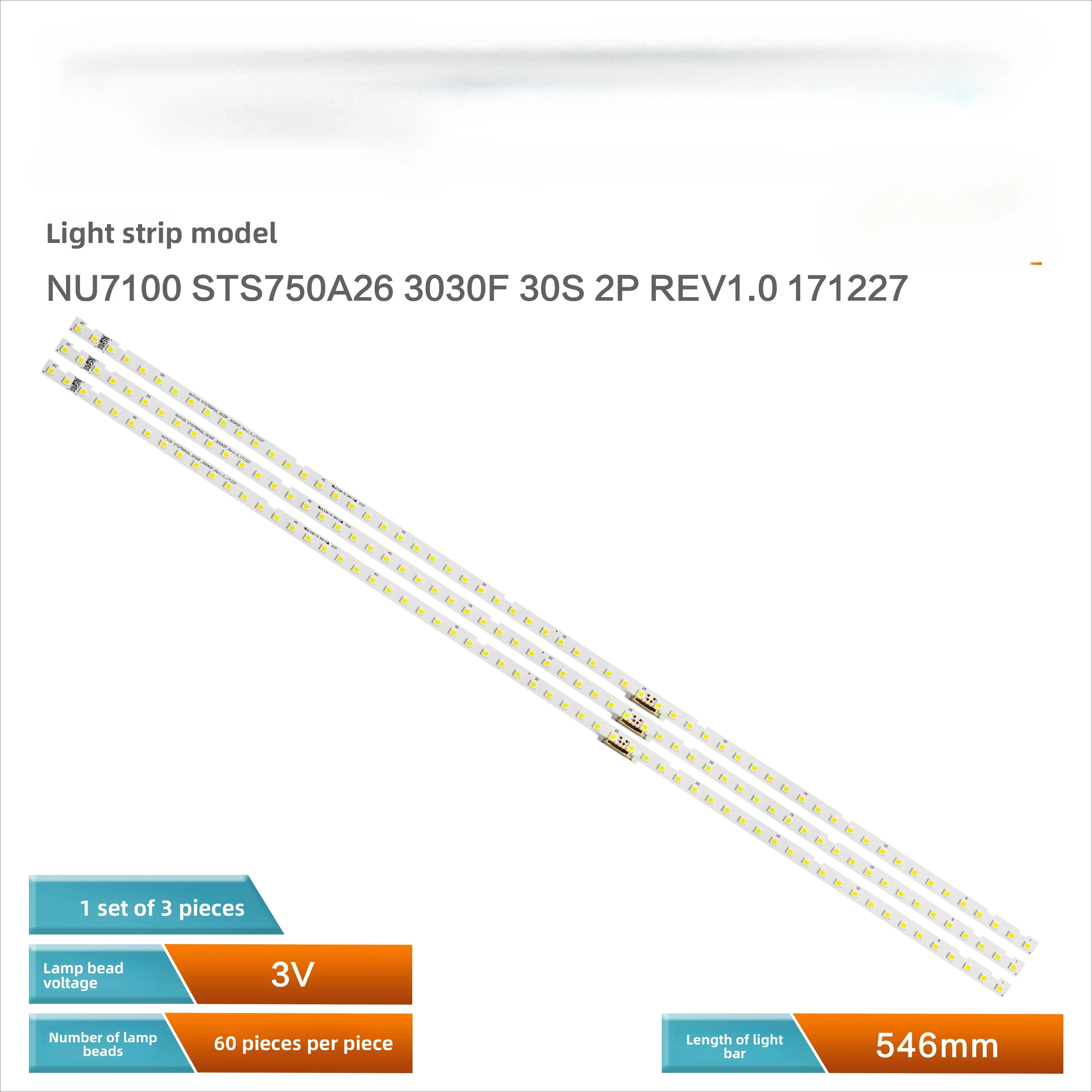 LED Strip For Samsung UE75RU7200 75NU7100 75RU7100 UA75RU7100K UN75RU7100 UA75RU7100 UE75RU7100 BN61-15487A BN96-46078A
