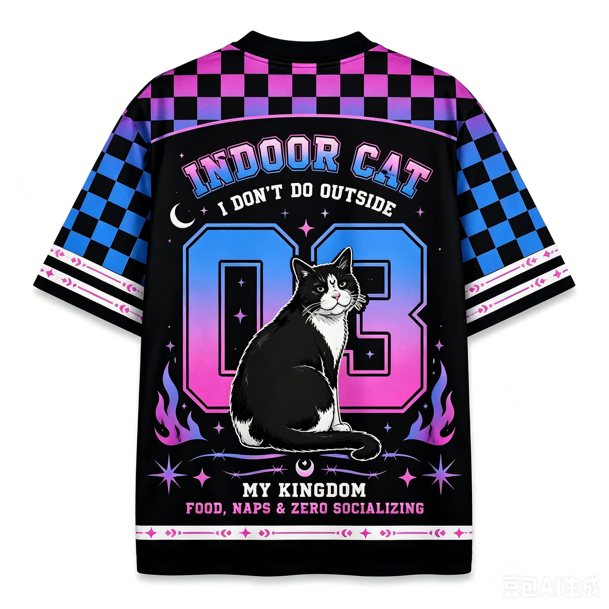 Trendiger Bestseller 2026 Mode Cyberpunk Kitten Fitness-Trikot Hawaiianisches Casual Hip-Hop V-Ausschnitt T-Shirt Wander- Alltags- Street-Sport-Oberteil – Detail 12