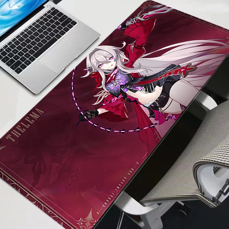 

Anime Mouse Pad PC Desk Mat Gamer Edge White H-honkai Impact 3 Office Computer Carpet Keyboard Table Gaming Accessories Mousepad