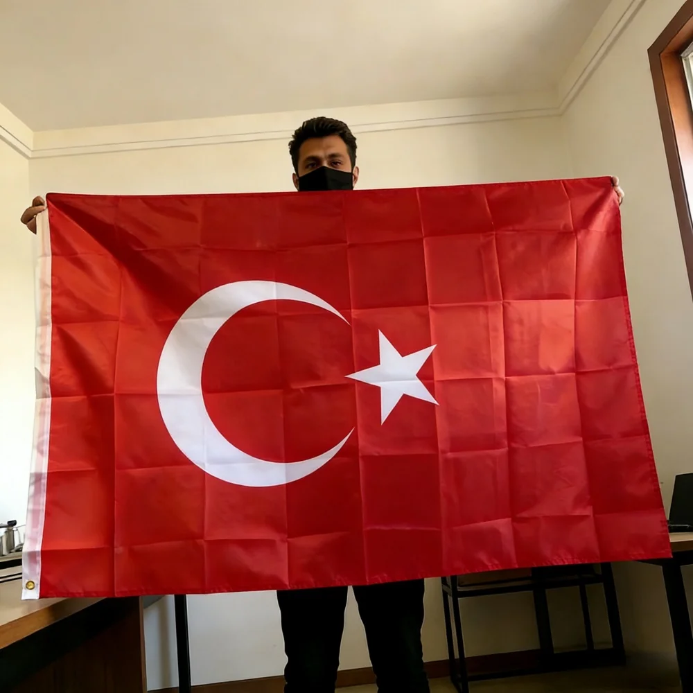 Turkey Flag 150x90cm 3x5 FT Turkish National Flag Crescent Moon Star Polyester Double Stitched Outdoor Indoor Decoration