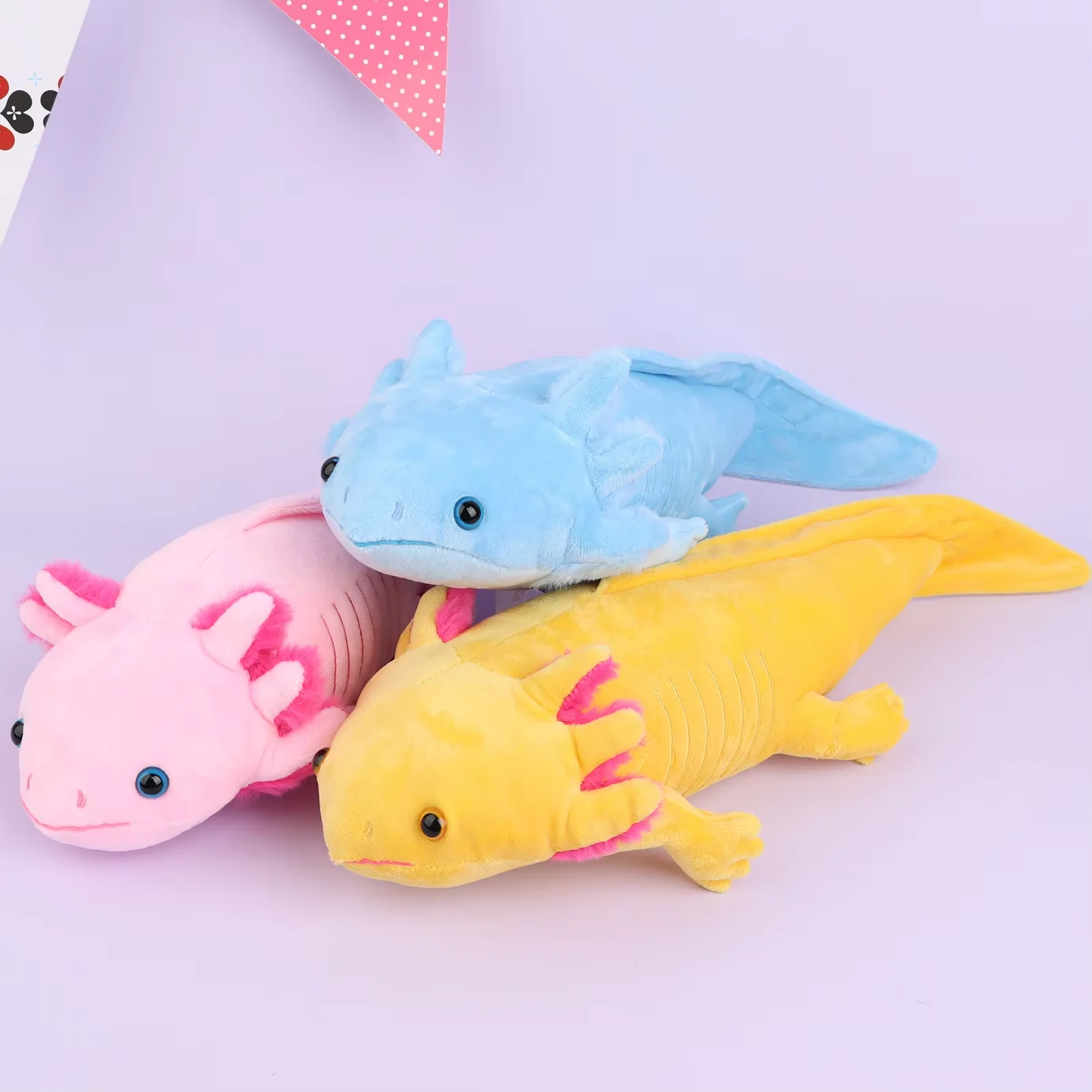 45cm Pink&Blue Salamander Plush Toy Simulation Dinosaur Ambystoma Cute Stuffed Animal Doll Kawaii Axolotl Christmas Gift for Kid