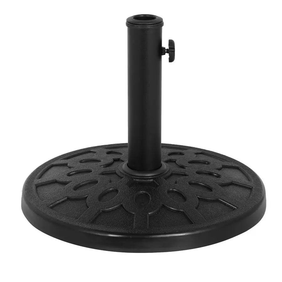 

Expressions Round Patio Umbrella Base Heavy Duty ResinCoated Calcium Carbonate Stand with Adjustable Pole Adapters Fits 1.52 Pol