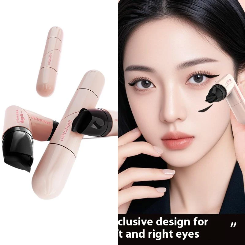 Selo de delineador rotativo de cabeça dupla, sinete de contorno preciso integrado, caneta líquida de longa duração, delineador cosmético