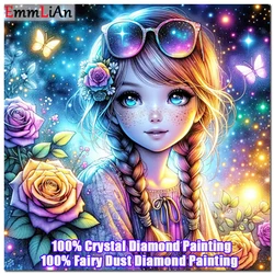 5D DIY Fairy Dust Drill Diamond Painting Flower Girl Full Crystal Diamond Mosaic Cat Diamond Embroidery Cross Stitch Home Decora