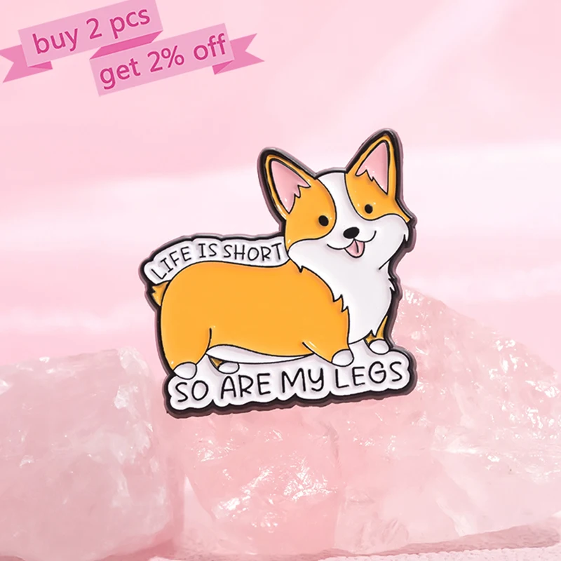 Cute Corgi Dog Enamel Pins Custom YOU'RE MY HONEY BUN Brooches Lapel Badges Cartoon Animal Jewelry Gift for Kids Friends