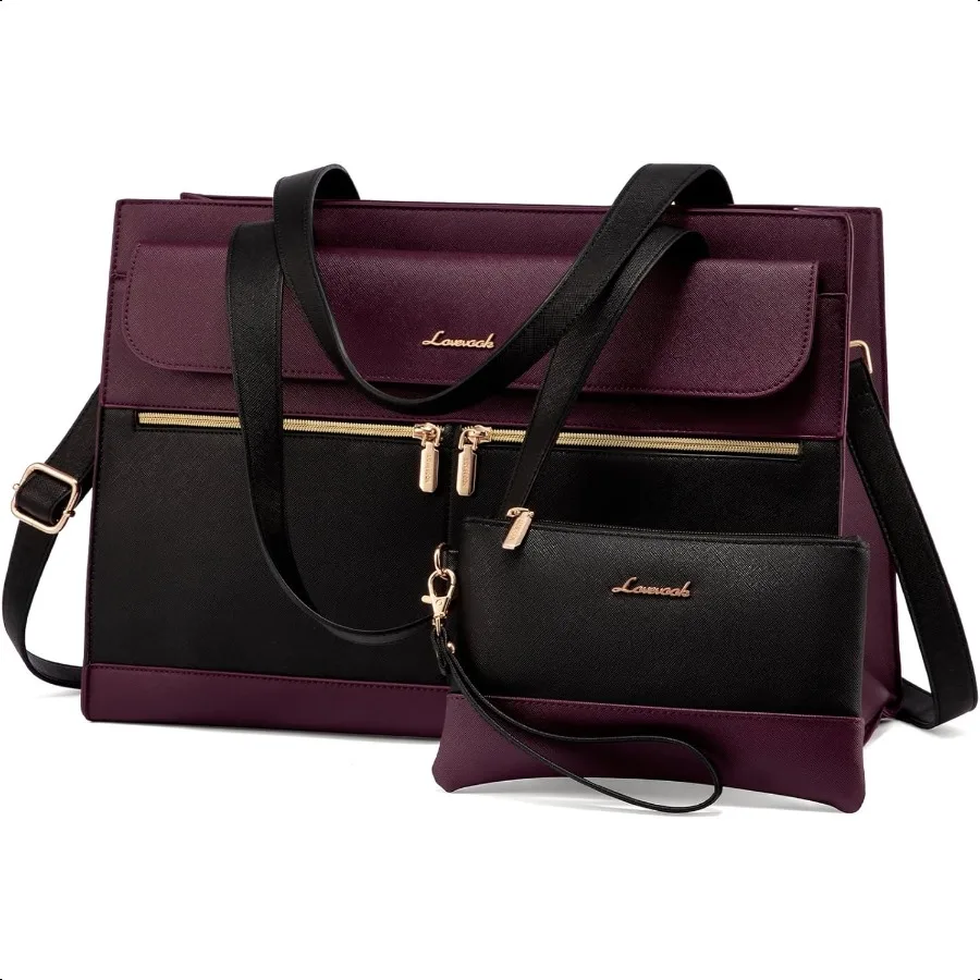 

Laptop Bag for Women 15.6 Inch Tote Work Profional Leather Computer Briefcase Waterproof Handbag Shoulder Large Capacity Busin
