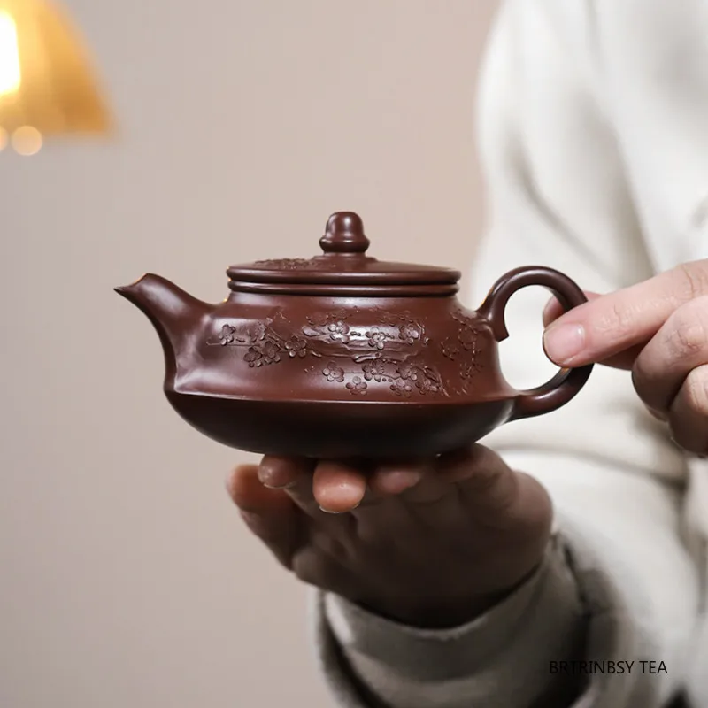 

190ml Chinese Handmade Yixing Zisha Teapot Flower Pattern Beauty Tea Pot Tradition Household Kettle Teaware Purple Clay Tea Set