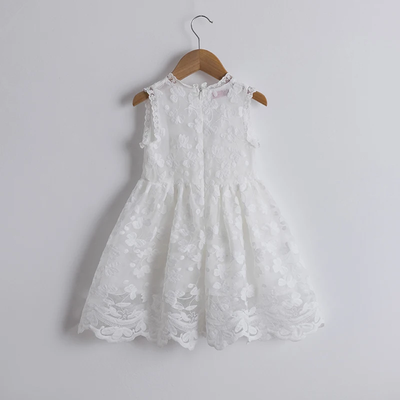 Summer Kids Casual Dresses for Girls 3-8 Yrs Flower Lace Children Birthday Party Clothing White Wedding Evening Dress Vestidos