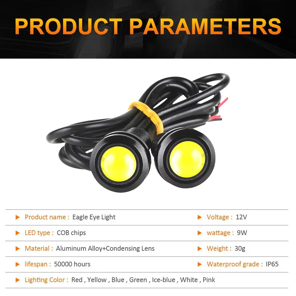 NSXINQI 18 مللي متر 23 مللي متر سيارة دراجة نارية LED عين النسر مصابيح القيادة DRL النهار تشغيل أضواء عكس وقف مصباح إشارة