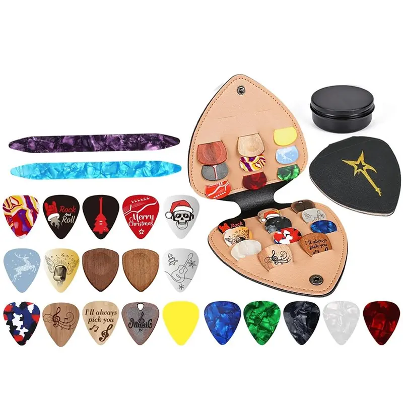 B48B-Gitar Pick Advent Calendar 24 يومًا مع وظيفة العد وملحقات إضافية متضمنة العد التنازلي #5