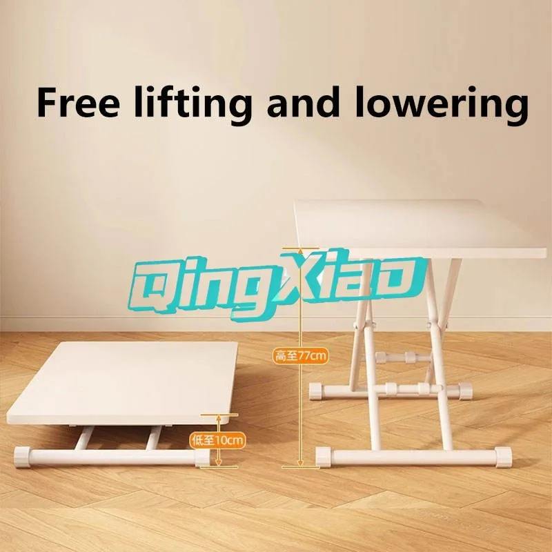 Height Adjustable Lift Coffee Table 2 In 1 Dining Desk Foldable Mobile For Small Apartment Living Room No Installation Required view 5