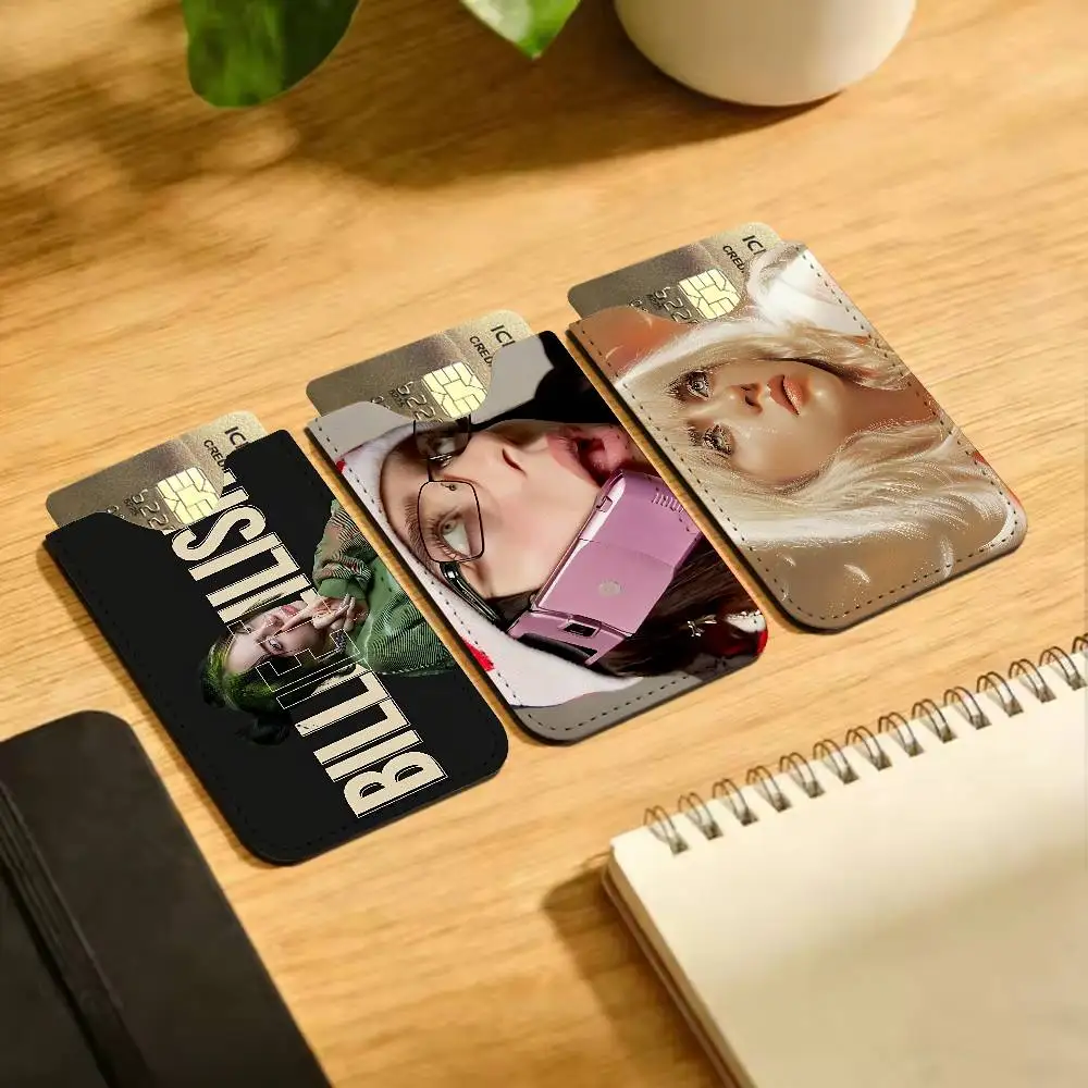 B-BillieS Singer E-EilishS Pu Leather Credit Card Holder Slim Business Cardholder Anti Theft Id Organizer for Men Women Outdoor