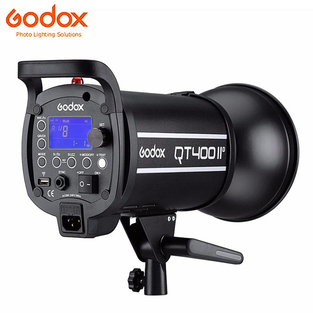 Godox-QT400II M Professional Photo Studio Lighting Flash Light, 400WS, HSS 1/8000s, GN65, 110V, 220V, 2.4G Wireless System, Strobe