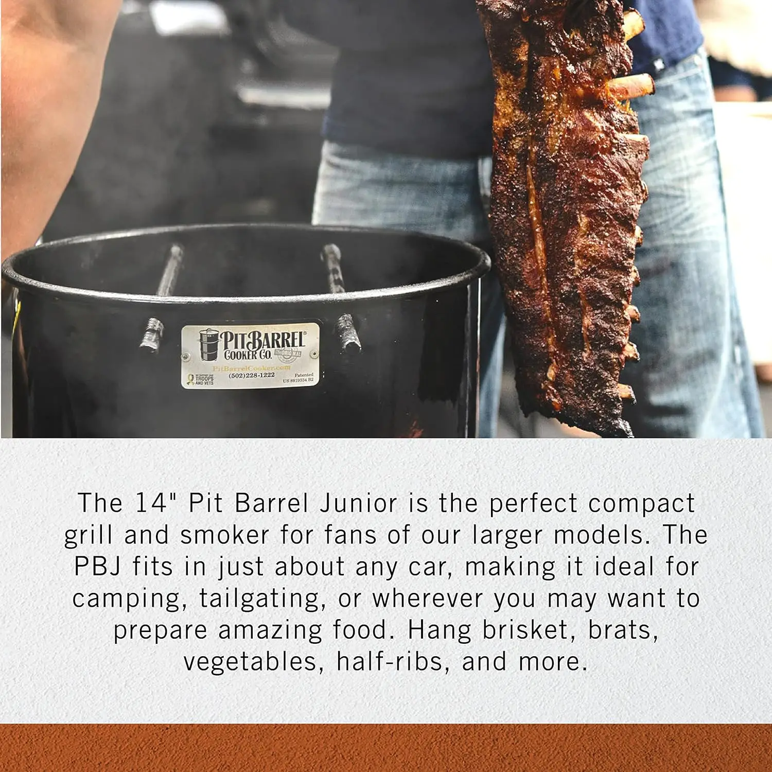 Junior Package - 14 Inch Drum Smoker | Porcelain Coated Steel Drum BBQ Grill Perfectly cooked meat, etc