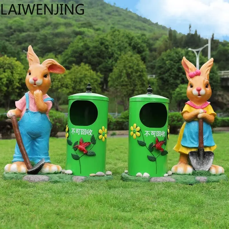 

MJY outdoor cartoon trash can fiberglass sculpture creative large floor ornament