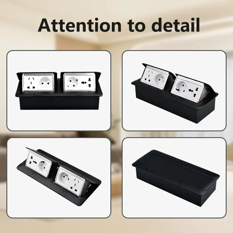 Countertop Pop-UP Socket Universal Socket Embedded Table Socket Outlet Built-in Desktop  with USB Outlet 146x220mm