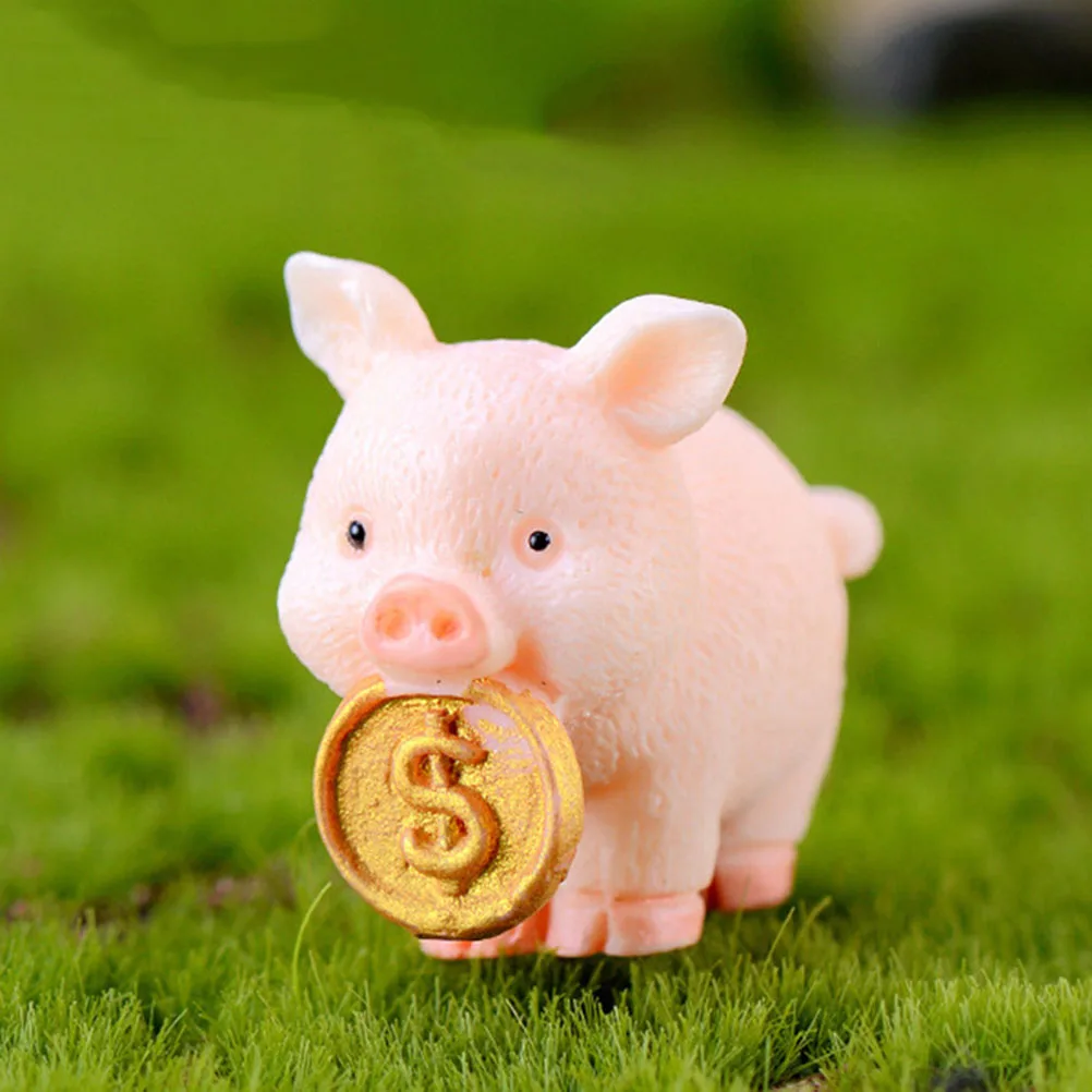 

5pcs Ornaments Fatty Pig Crafts Car Dashboard Decor Miniature Garden Decoration Artificial Ornaments Eco Friendly