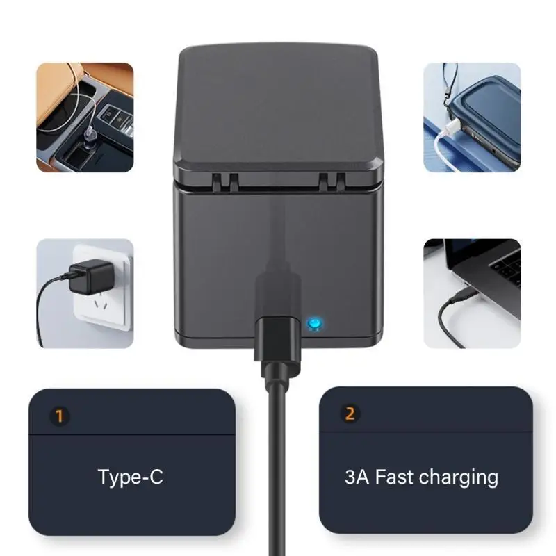 Y1UB obudowa ładowania dla kamery akcji 13 Czarne cechy potrójne szczeliny i portu typu C wiele ładowarki akumulatorów