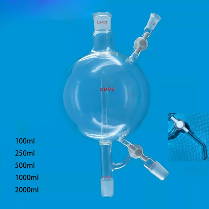 Glass solvent distillation head double tetrafluoro piston joint door solvent treatment device 100ml 1000ml
