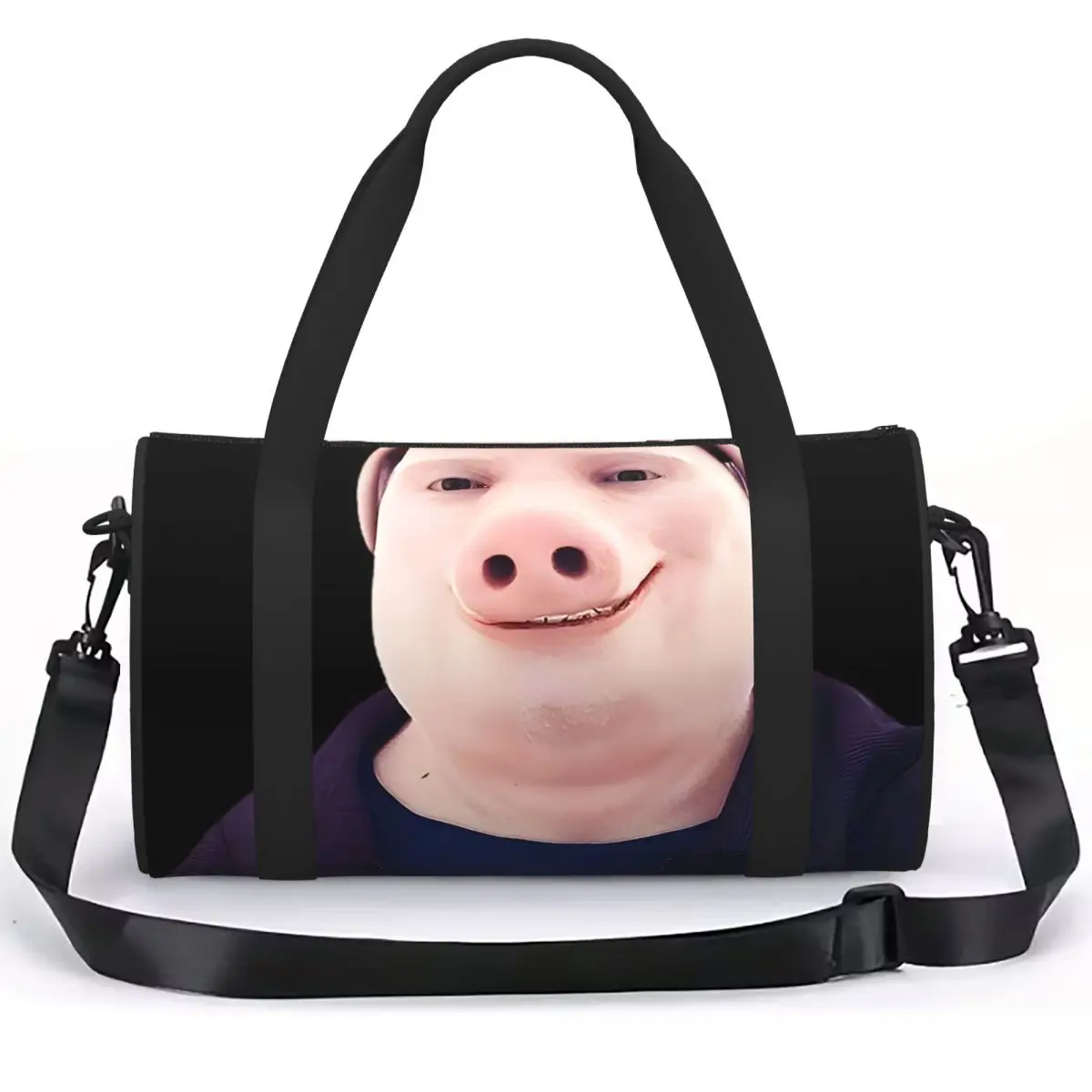 John Pork Smiling Luggage Bag Large Capacity Duffle Tote Bag Handbags Gym Bags Fitness Bag for Boys Girls