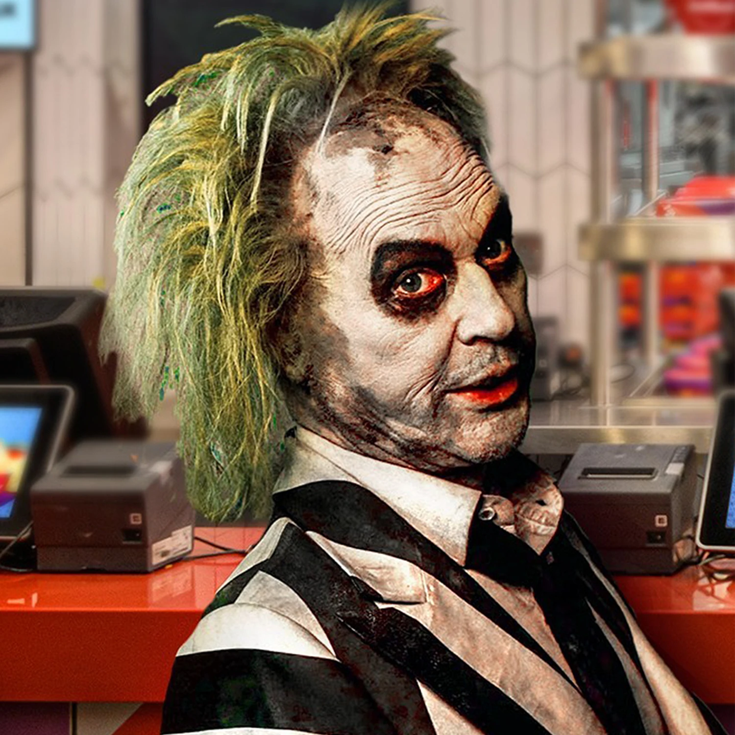 شعر مستعار أخضر مع قبعة أصلع مهرج قصير مجعد شعر مستعار أخضر رقيق متموج شعر مستعار للحفلات التنكرية شعر مستعار للهالوين للرجال، 6 بوصة بيروكات صناعية #6