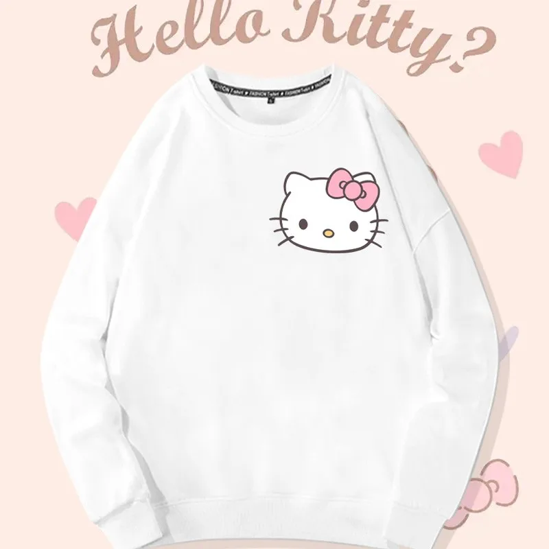 

Hello Kitty Co-branded Crewneck Hoodie Girls Hellokitty Hello Kitty Cartoon Print Fall Clothing Trend