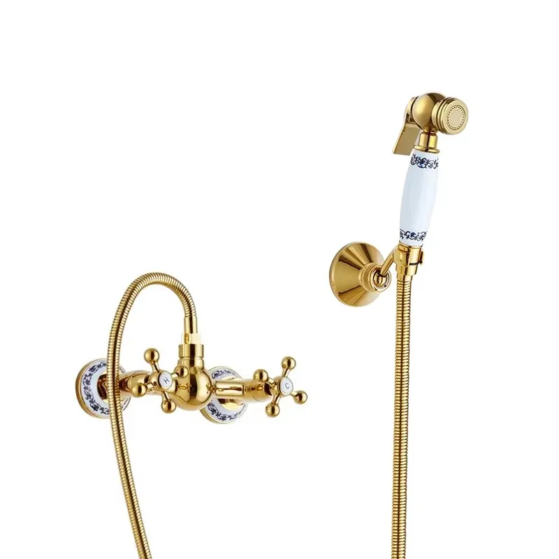 Hand Held Bidet Sprayer Douche Toilet Kit Bidet Faucet Bathtub Faucet Cold Hot With Hand Held Shower Head Bathroom Shower Faucet