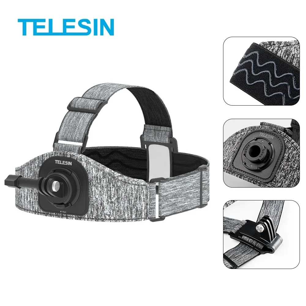 

TELESIN Double Mount Head Strap for GoPro Hero 13 12 11 10 9 8 DJI Osmo Action 5 4 3 Insta360 Multiangle Adjustment Head Strap