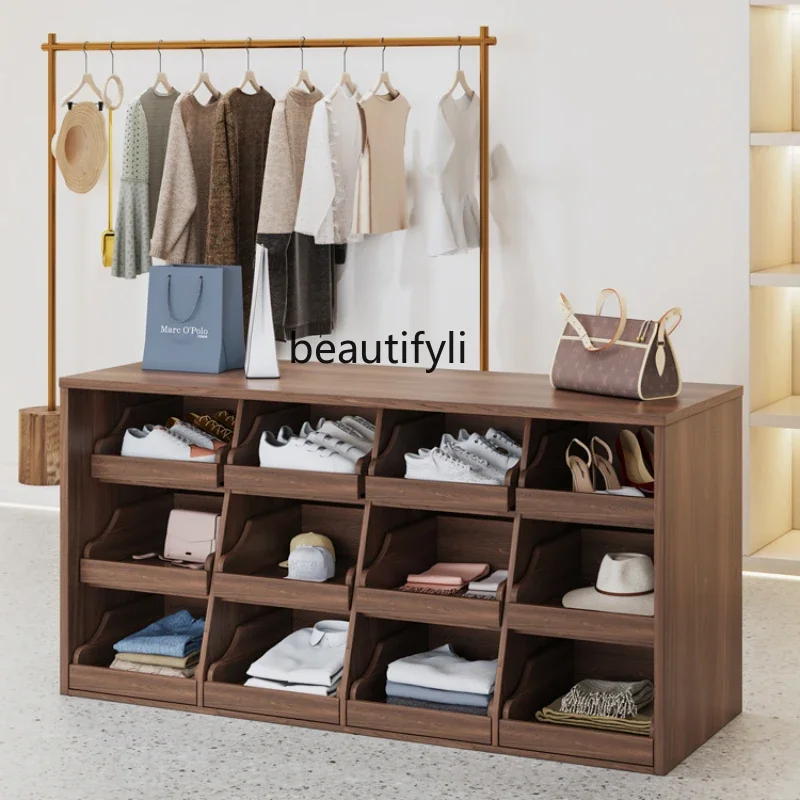 

Clothing Store Solid Wood Zhongdao Table Women's Clothing Store Zhongdao Table Water Cabinet Wall Display Cabinet Display