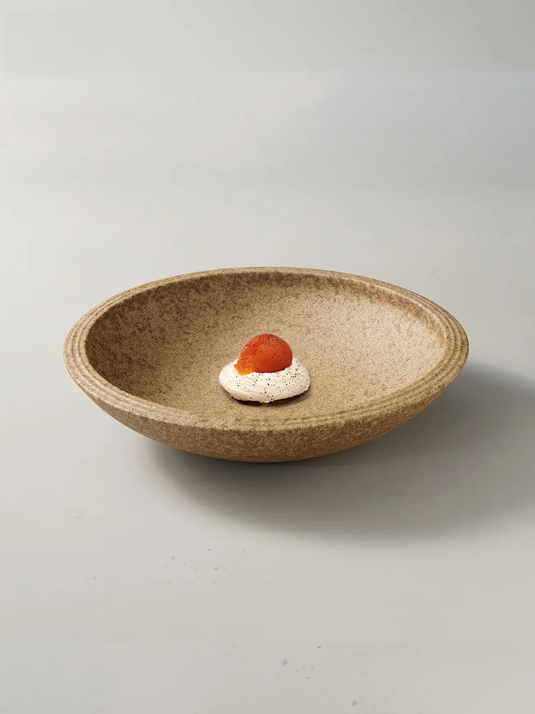 

Retro Thi Rimmed Cerc Bowl Creative round Color Deep Di Restaurant Hotel Polied Open Mouth Bowl Fine Dining Ut...