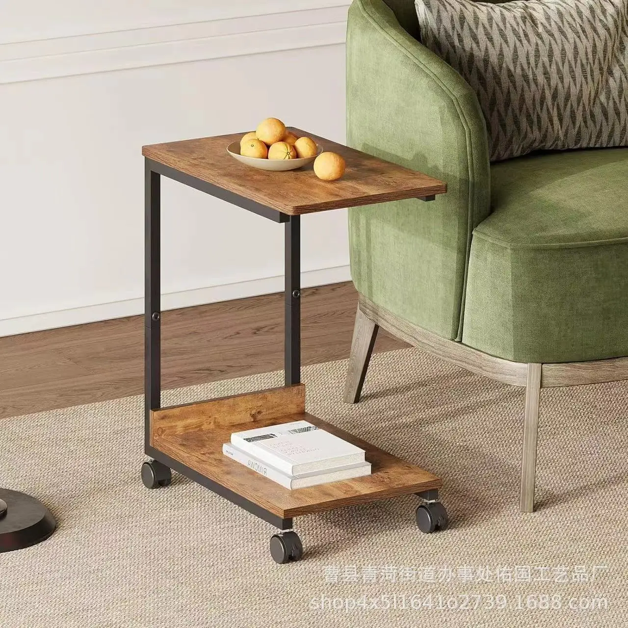 Cross-border wooden coffee table removable double-layer snack fruit rack lazy notebook computer table sofa side table