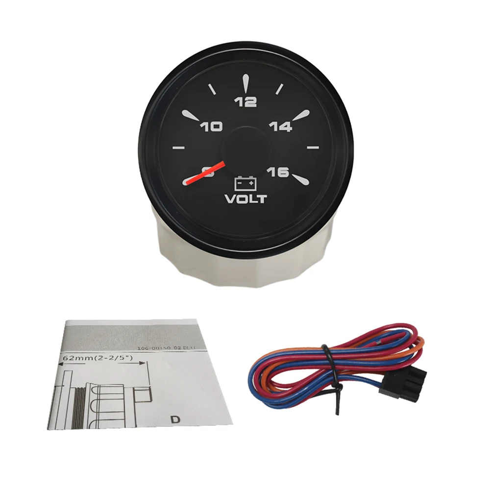 ELING العالمي 52 مللي متر شاحنة 12 فولت/24 فولت الفولتميتر الجهد فولت مقياس 8-16 فولت لسيارة قارب دراجة نارية مركبة مع 8 ألوان الخلفية