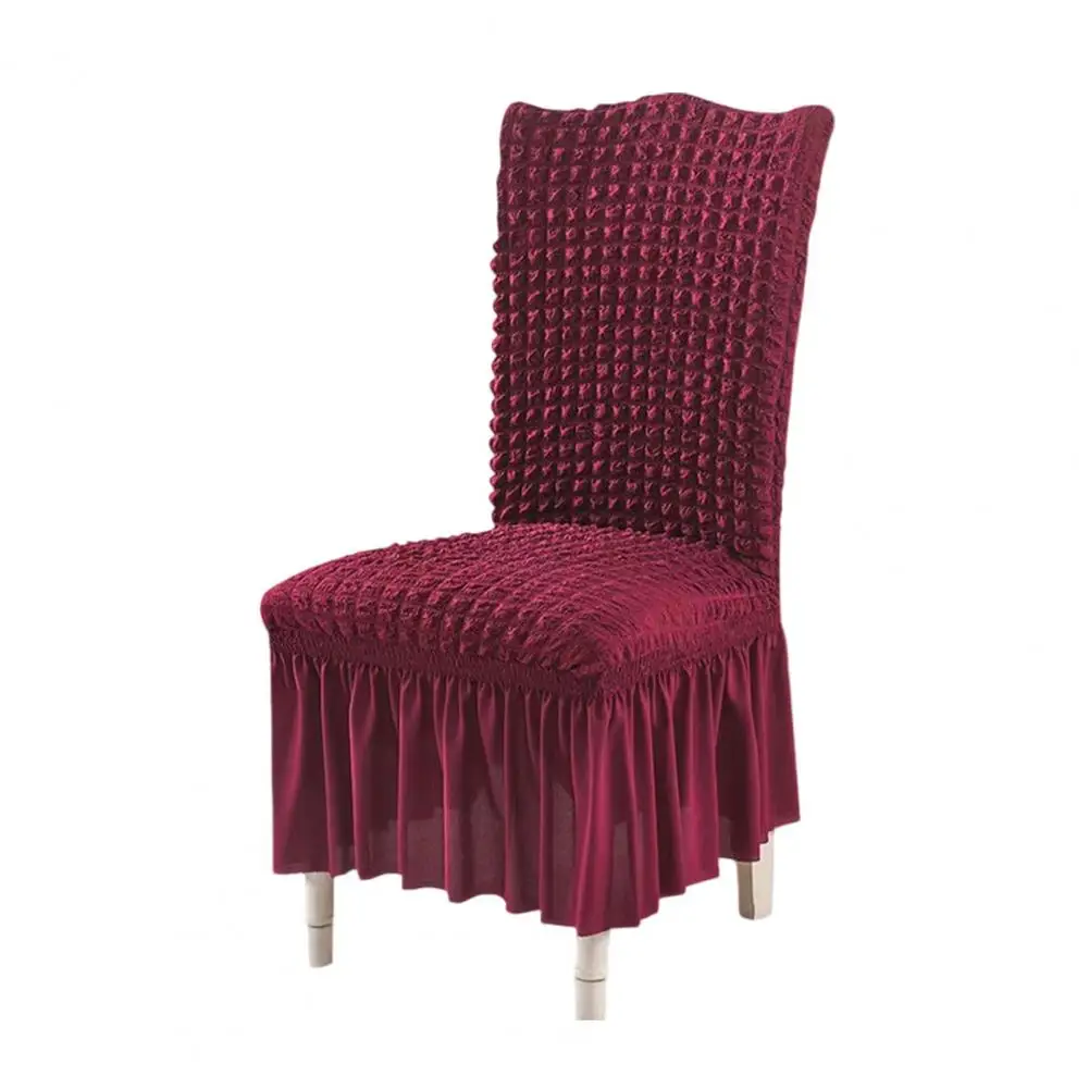 Elastic Dining Seat Covers Stretchable Chair Covers with Skirt Bubble Texture Chair Slipcovers Machine Washable for Dining