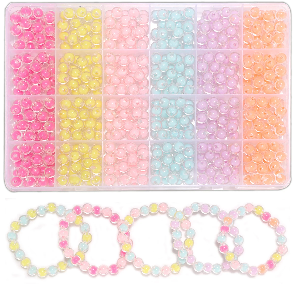 Transparent inner color round beads beads in beads DIY necklace bracelet headdress accessories for girls