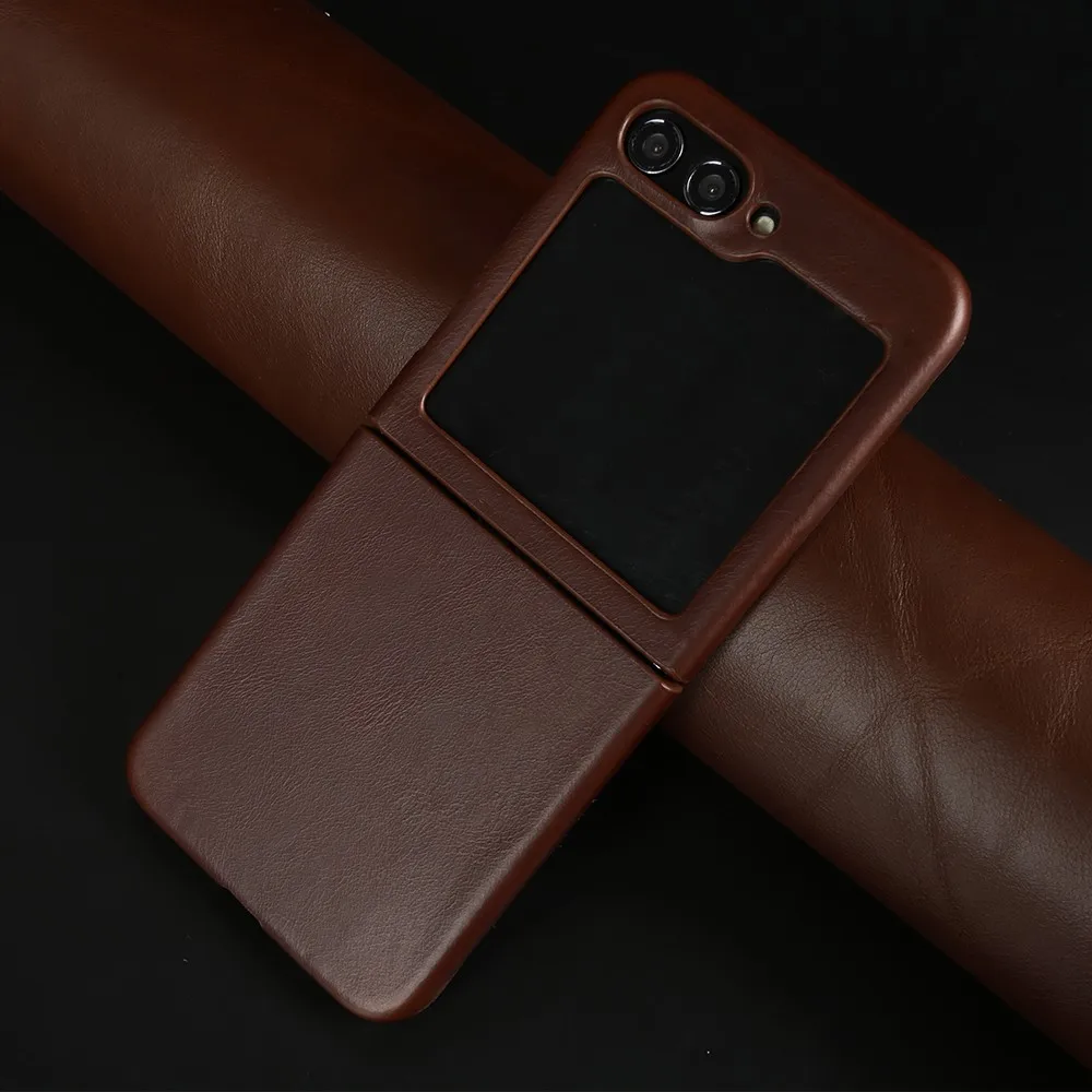 For Samsung Galaxy Z Flip 6 Case Cover Premium Genuine Leather Cases Z FLip7 Vintag Oil Wax Pattern Phone Shell Protection Coque - náhled 4