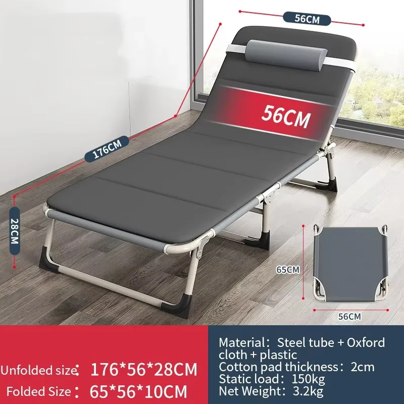 Cheap Wholesale Metal Folding Single Bed Modern Office Portable Bed for Lunch Adjustable Chair Mattress Bed for Camping Outdoor