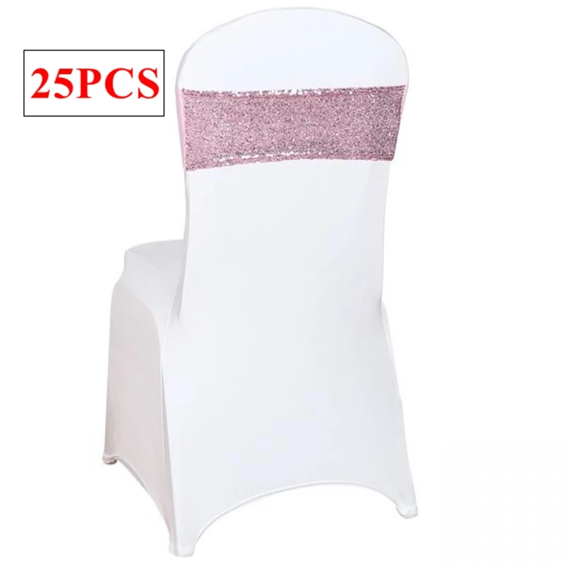 Nice Looking Single Layer Lycra Sequin Chair Band Spandex Chair Sashes For Wedding Chair Cover Event Party Decoration