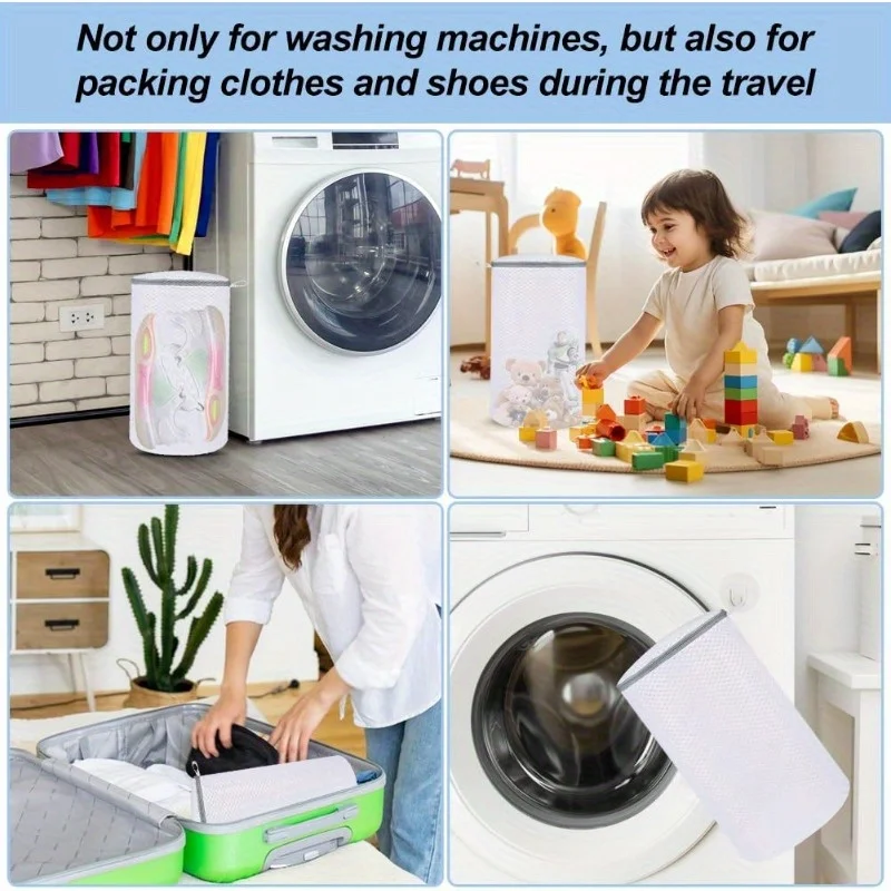 2pcs/set Honeycomb laundry bag with zipper, suitable for sports shoes, running shoes, socks, bras, delicate items, and toys view 6