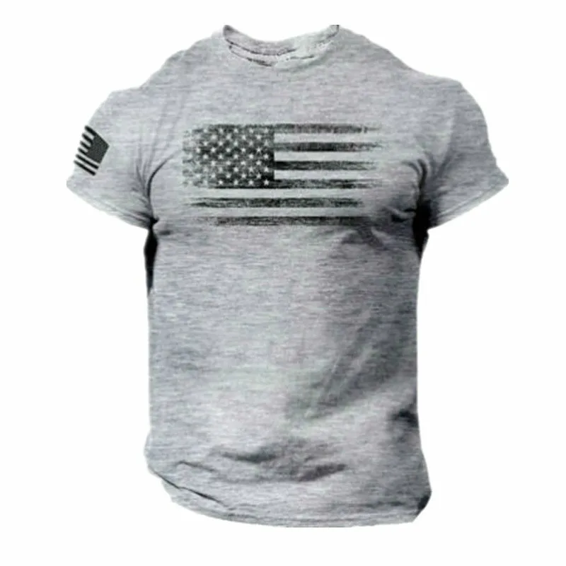 2022 Short Sleeve Soldier T Shirt Men\'s Summer Casual Breathable Quick Dry Star Stripes Training Sports Shirt Plus Size