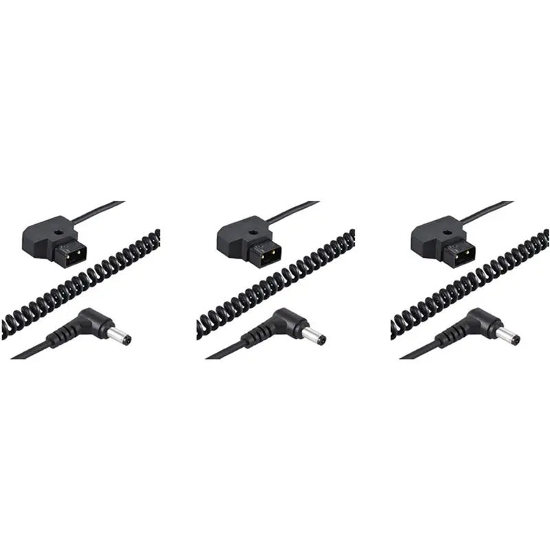3X Coiled 1M/3.28Ft D-Tap 2Pin Male To Dc 5.5 X 2.1Mm Adapter Cable Extension Elastic Line For Anton V-Mount Battery