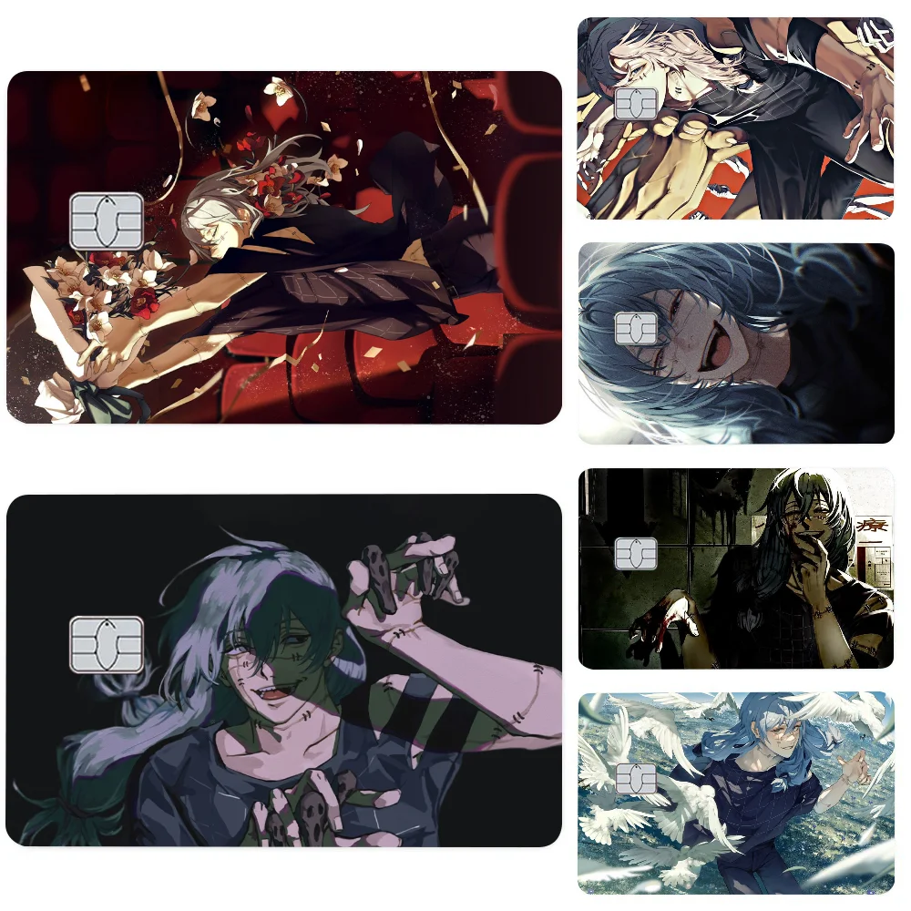 1PC Anime Mahito Card Stickers 4pcs PVC Card Skin Stickers for Bank Card Bus Metro Card Case Decorate Gift