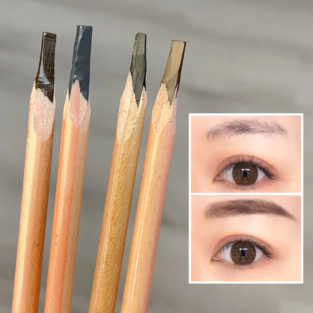 Natural Eyebrow Pencil Waterproof Non-smudge Long Lasting Microblading Wood Black Gray Eyeliner Eyebrow Enhancers Tint Cosmetics