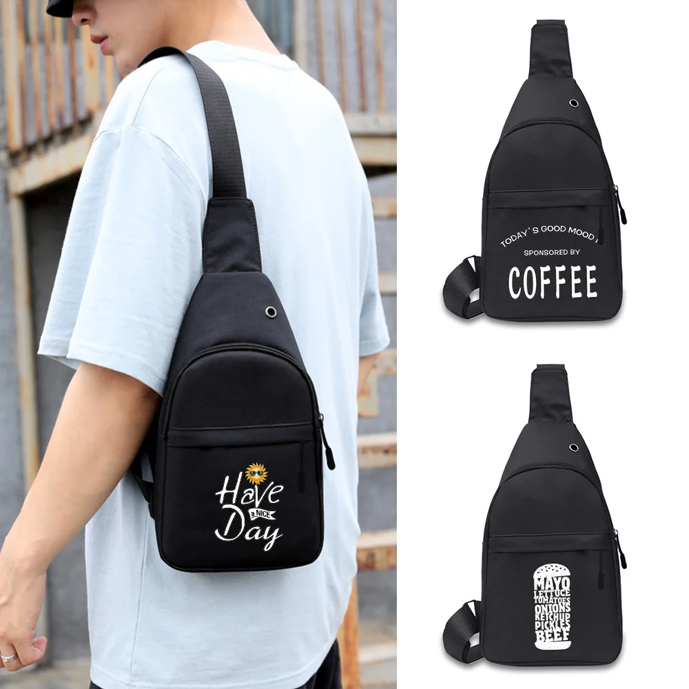 New Men Chest Bag Outdoor Leisure Sports Mobile Phone Wallet Portable Food Series Canvas Bags Street Shoulder Crossbody Fashion
