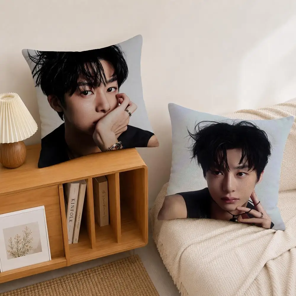 K-pop MONSTA X Hyungwon Cushion Cover Natural Linen Pillowcase Set, All-in-One Decor for Sofa, Bedroom & Chair