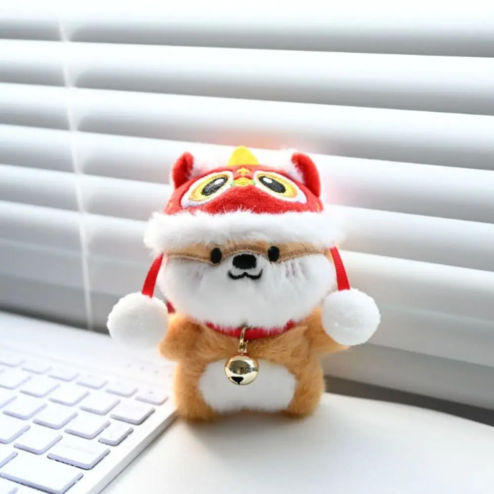 سلسلة مفاتيح على شكل رقصة الأسد الكرتونية، دمية أسد محشوة لطيفة، قلادة لعبة رقصة الأسد الناعمة المحشوة، سلسلة مفاتيح للأطفال